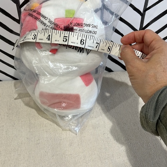 NWT Mewaii 8 Inch Mushroom Plush, Pink and White Cow Plush Pillow - Picture 6 of 7